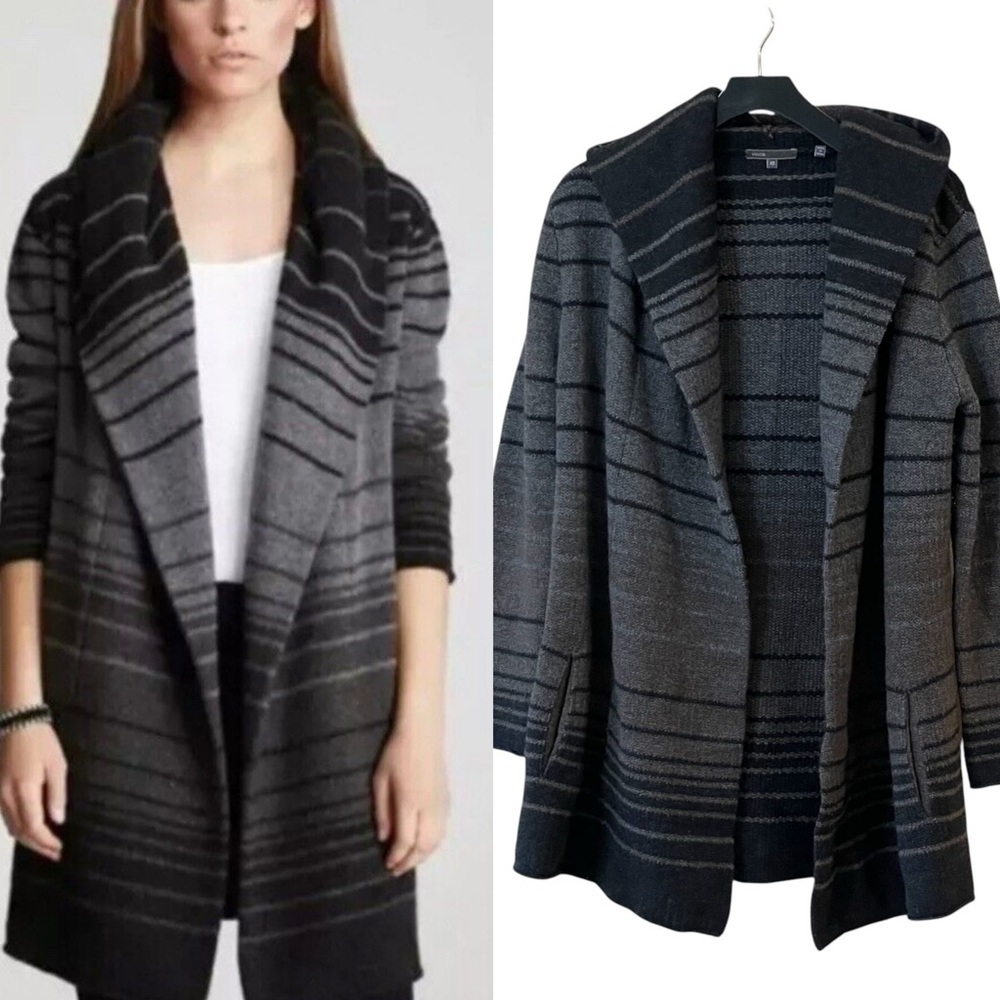 Vince Sophie Cashmere and‎ Alpaca Open-Front Longline Hooded Cardigan